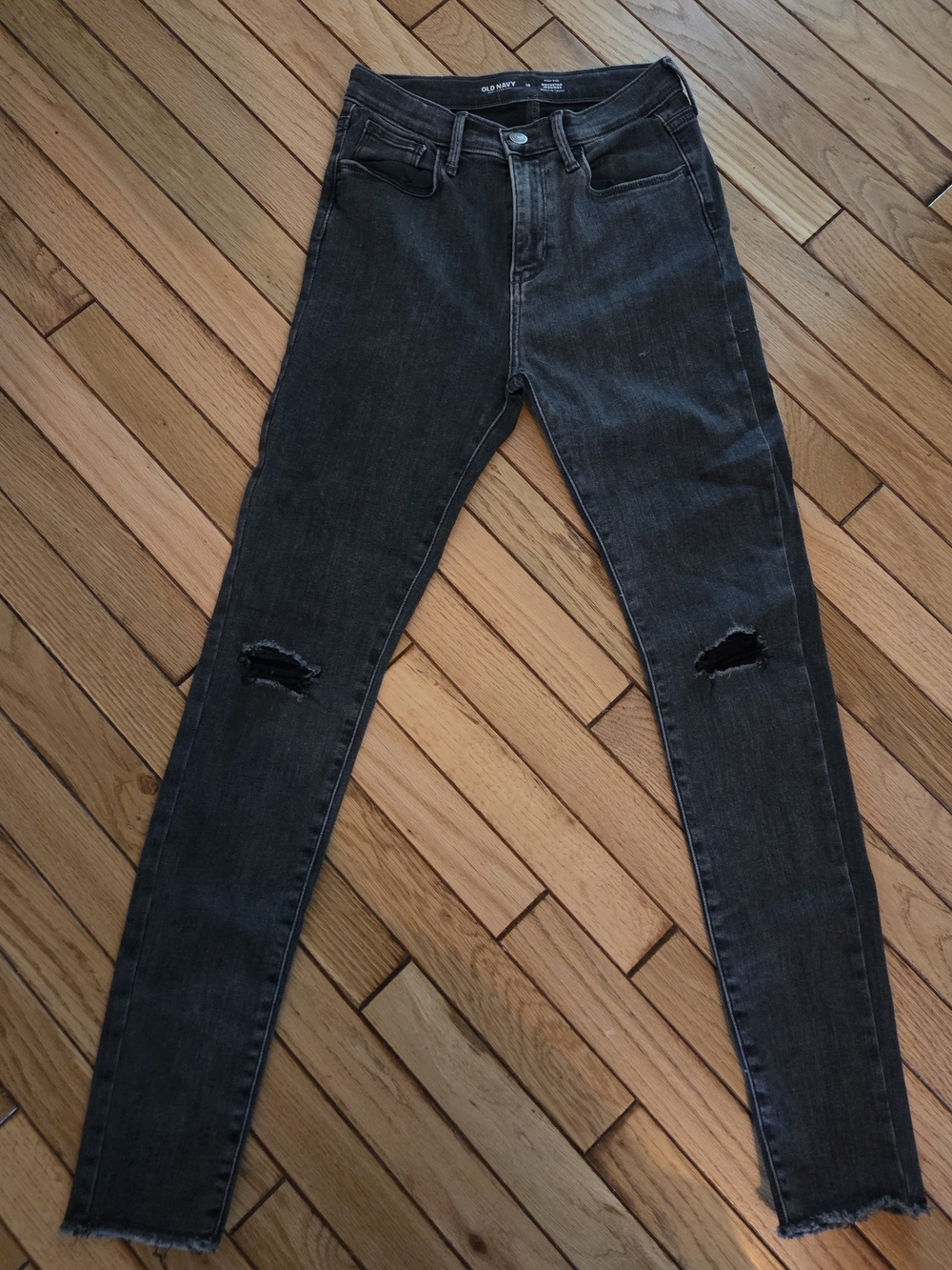 Old Navy Girls- Dark Black Rockstar Skinny Ripped Jeans